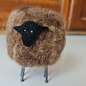Handmade Shetland Brown Wool Felted Sheep Figurine New